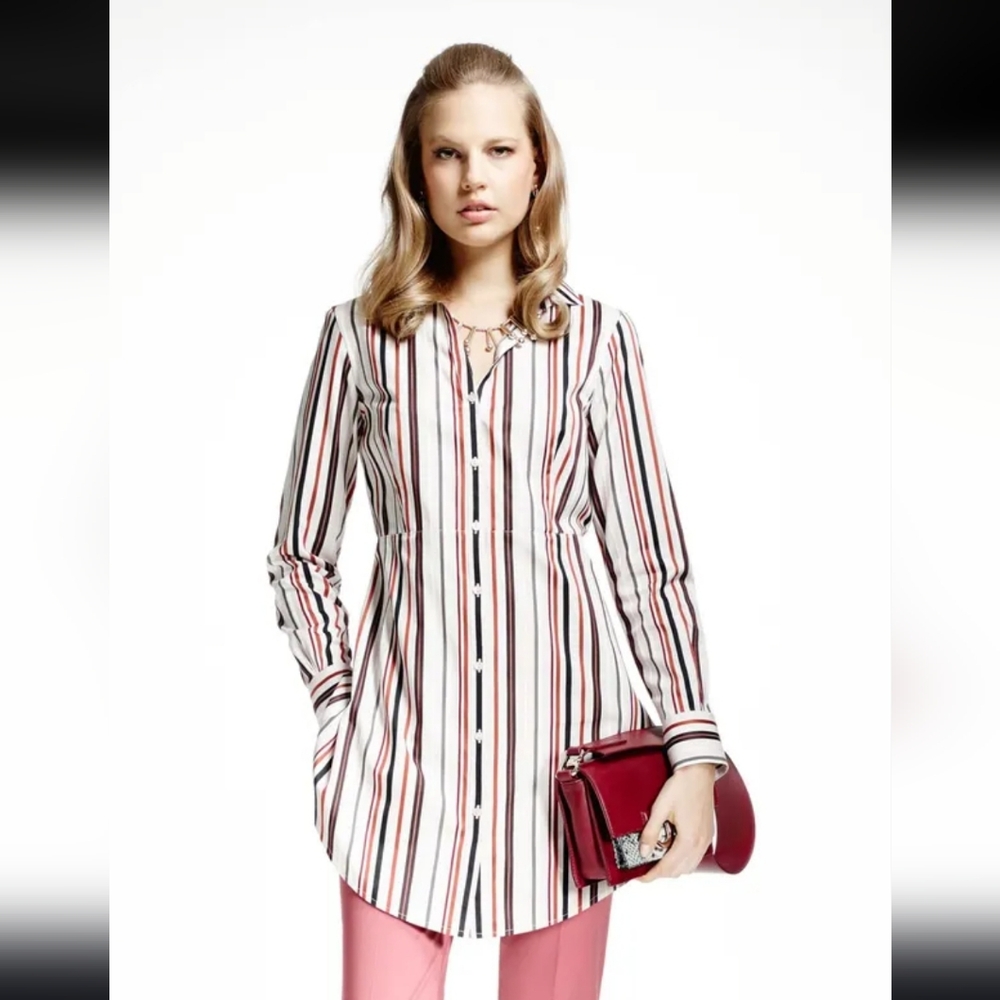 Brooks Brothers Multicolor Striped Button-Down Shirt Dress Tulip Hem